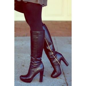 Michael Kors knee high black leather boots